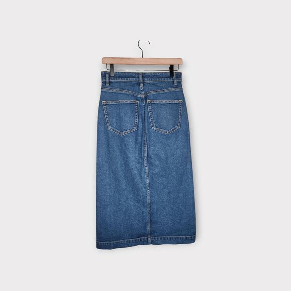 Faherty Womens Button Front Denim Pencil Midi Skirt Blue Jean 26 Classic Fit - Picture 7 of 7